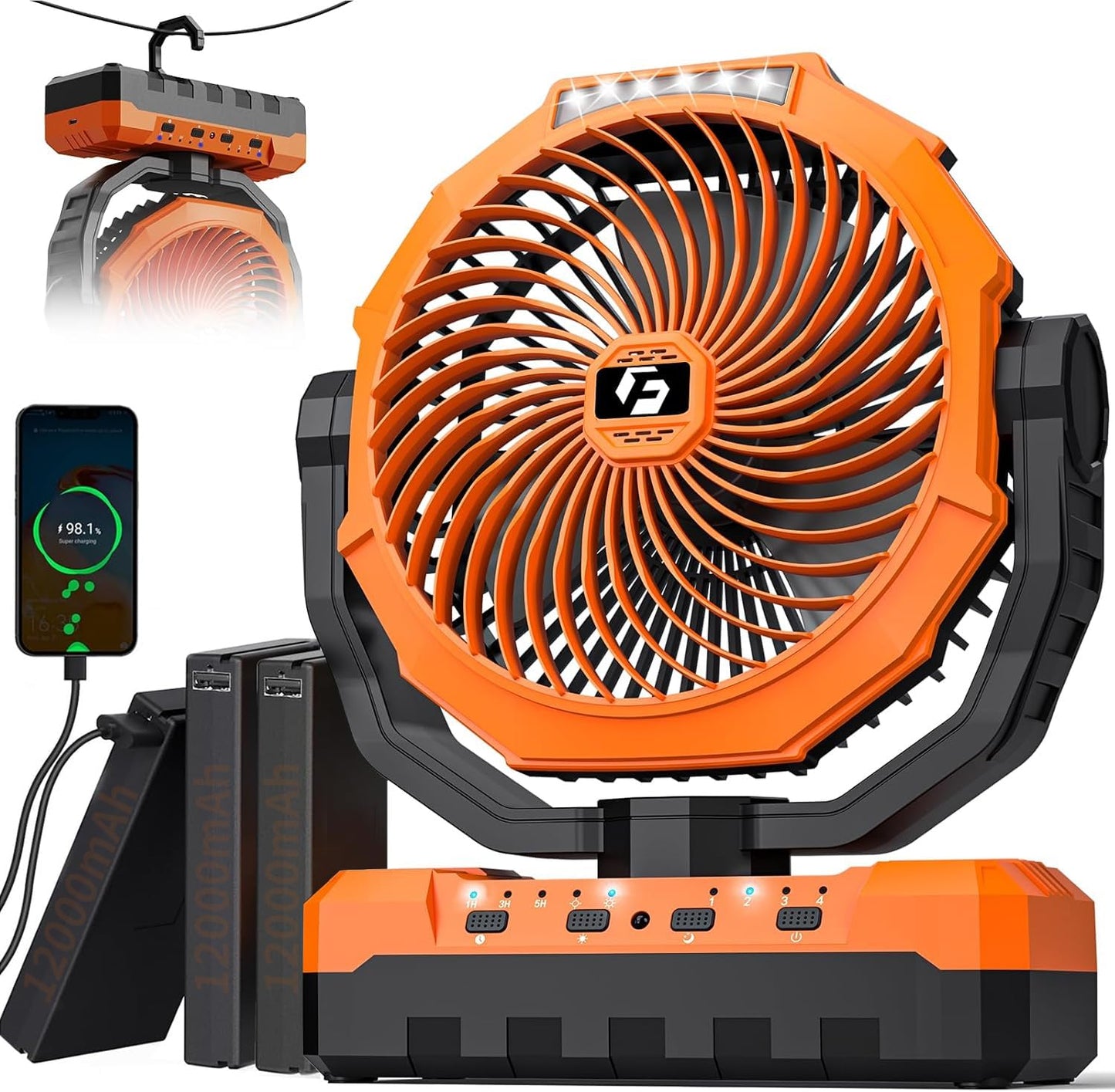 Wavmill 3-in-1 Camping Fan - 36000mAh Detachable Portable Fan Rechargeable