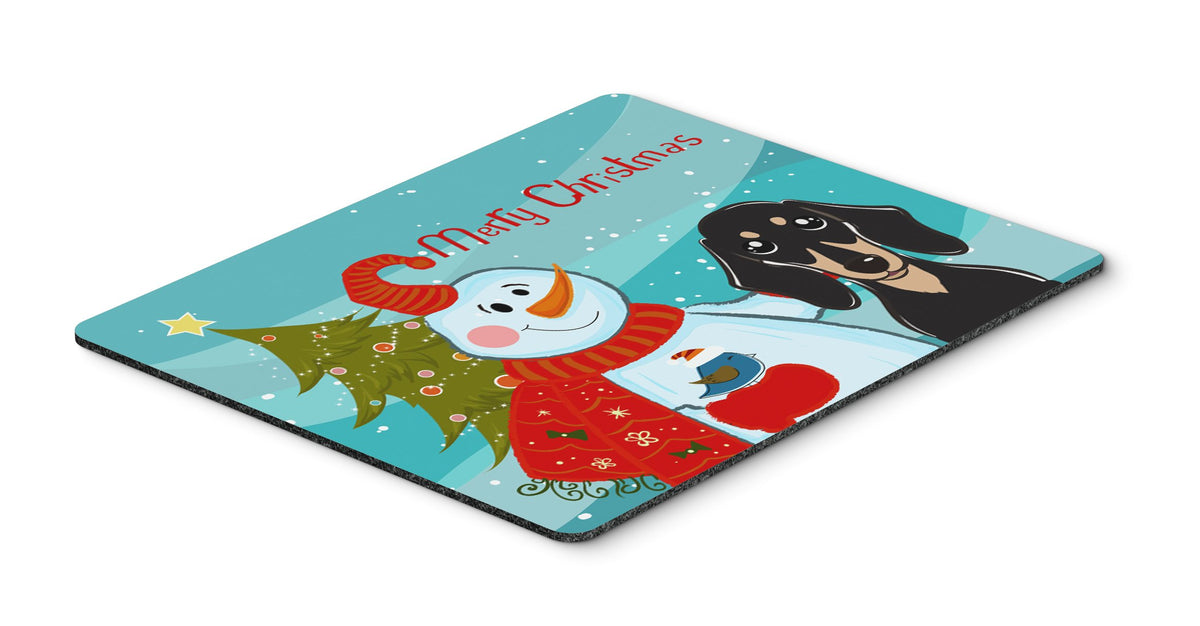 Caroline's Treasures BB1835MP Snowman with Smooth Black and Tan Dachshund Mouse Pad, Hot Pad or Trivet, Large, Multicolor