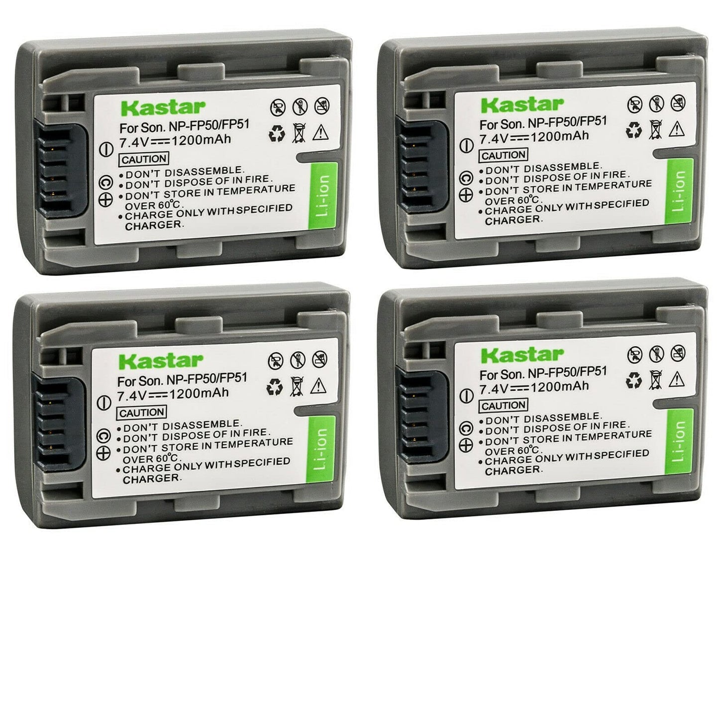 Kastar 4-Pack NP-FP50 / NP-FP51 Battery Replacement for Sony DCR-HC21, DCR-HC22, DCR-HC23, DCR-HC24, DCR-HC26, DCR-HC28, DCR-HC30, DCR-HC32, DCR-HC33