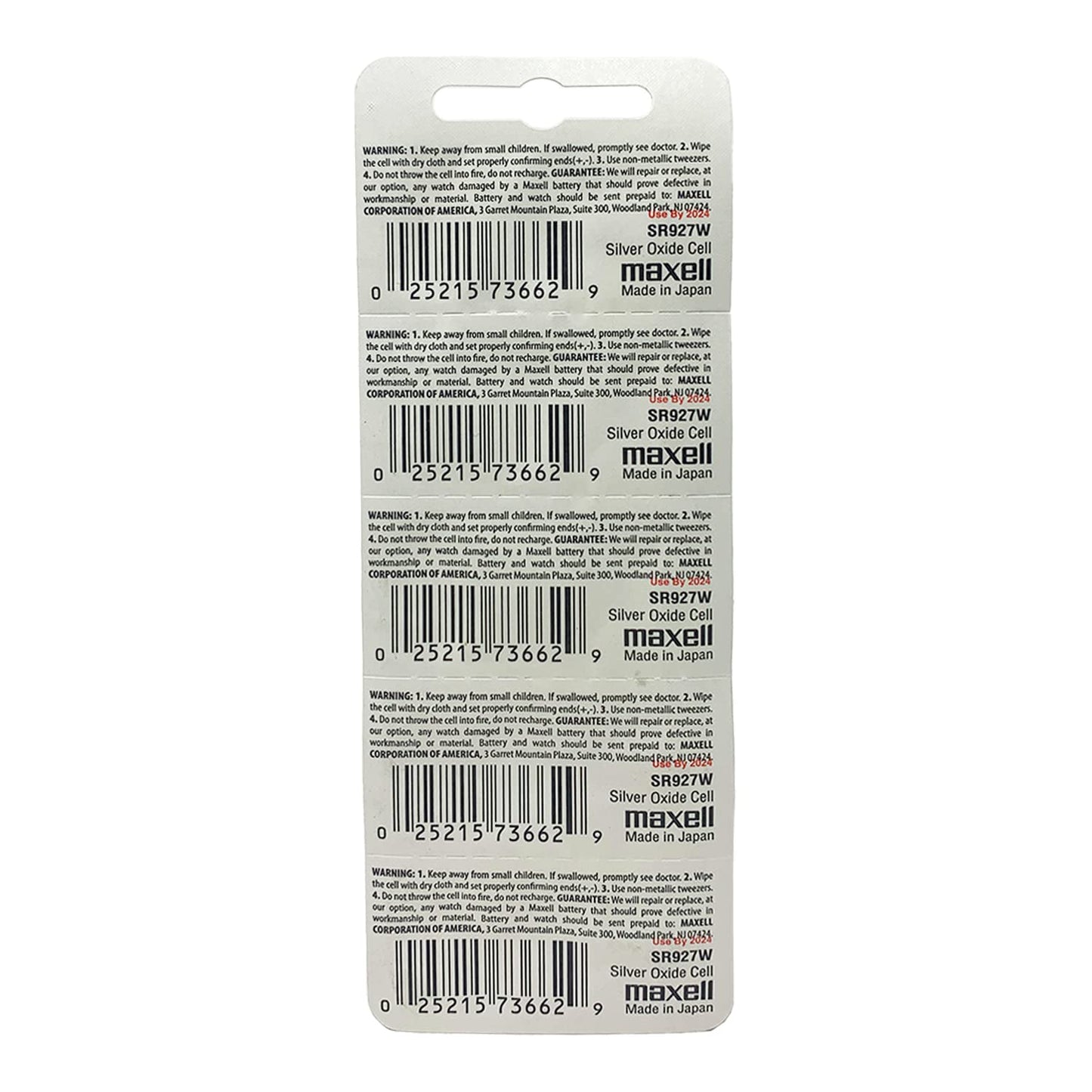 Maxell SR927W 1.55v 399 Watch Battery (5 Batteries)
