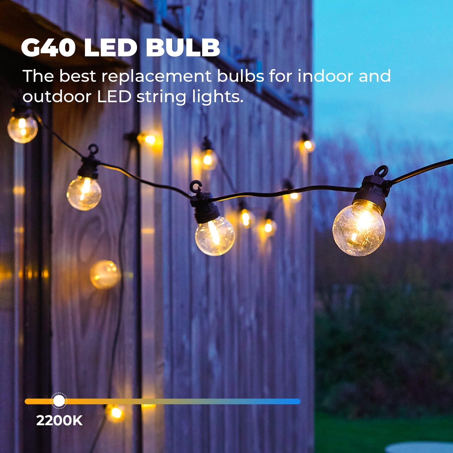 GvvooHome 50 Pack LED G40 Replacement Bulbs for String Lights, Shatterproof Plastic Globe Bulb for Indoor Outdoor Patio Decor, E12 Candelabra Socket