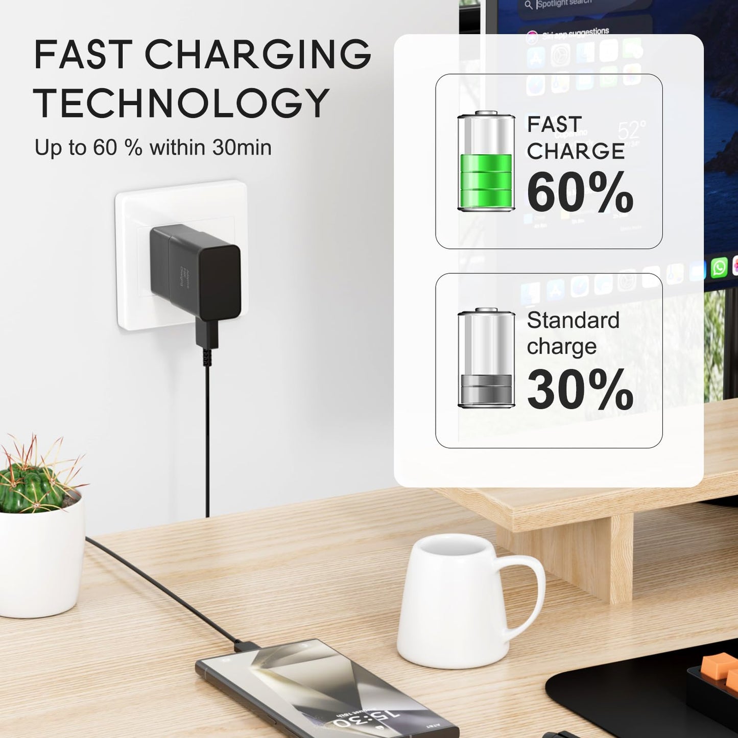 Samsung Adaptive Fast Charging Adapter Quick Charge Charging Block Wall Charger Plug for Samsung Galaxy S26/S26 Ultra/S25/S25 Ultra/S24/S24