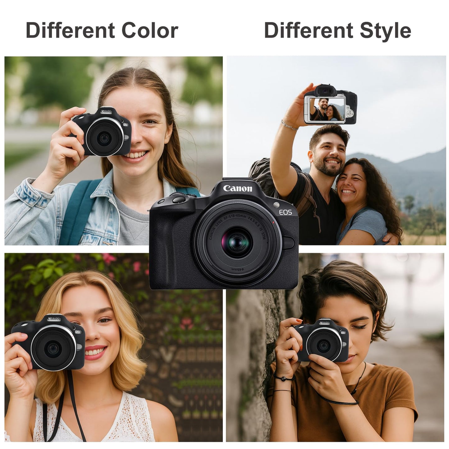 EONORY EOSR50 EOS R50 Camera Case Accessories Kit, Lightweight Silicone Protective Case with Strap Wrist, Anti-Scratch Slim Fit Soft Cover for Canon