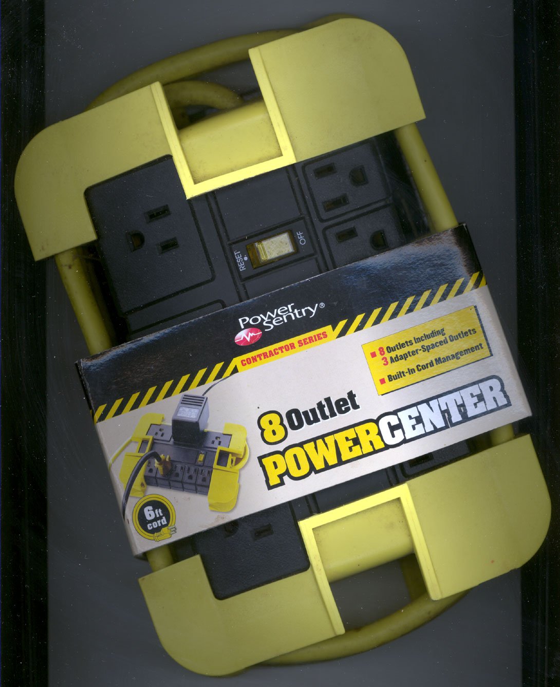 Power Sentry S10053700303/17 8 Outlet Power Center with Cord Management (Black/Yellow)