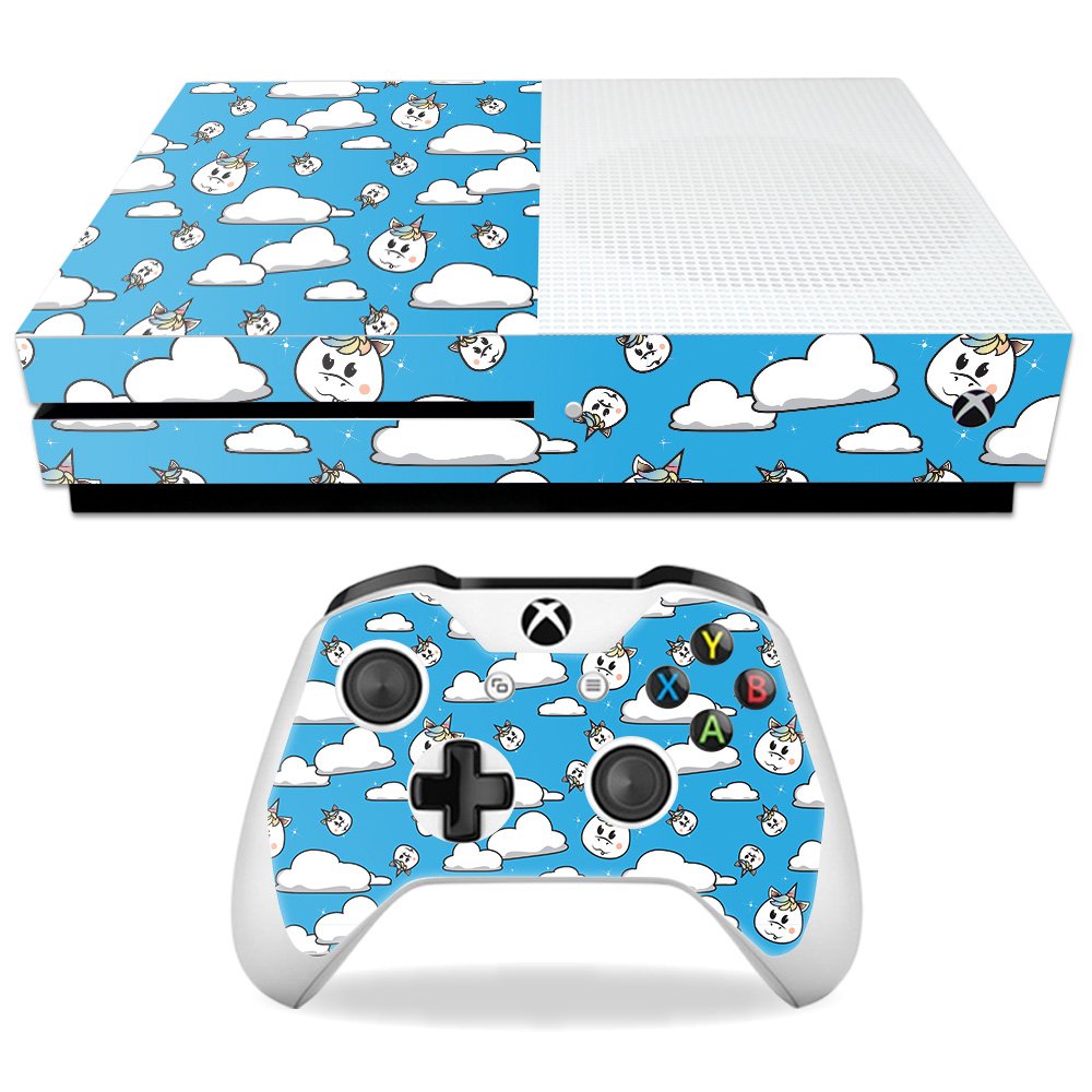 MightySkins Skin Compatible with Microsoft Xbox One S - Unicorn Clouds | Protective, Durable, and Unique Vinyl Decal wrap Cover | Easy to Apply