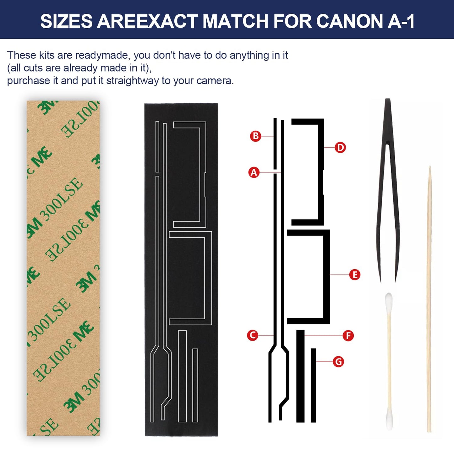 Pre-Cut Replace Light Seal Foam Sponge Repair Kit for Canon A-1 Film Camera