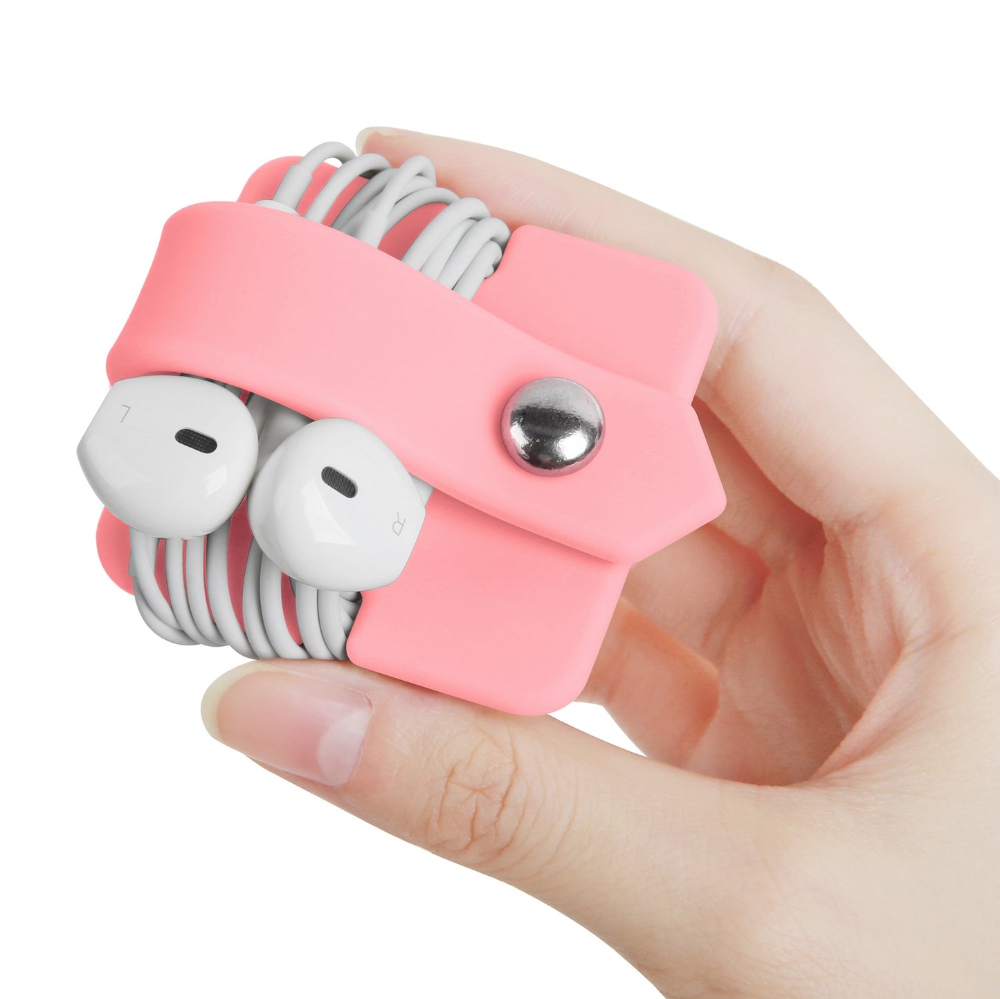 ELFRhino Silicone Earphone Organizer Earphone Wrap Winder Headphone Cord Organizer Wrap Winder Manager/Cable Winder(Pink, 1 Piece)