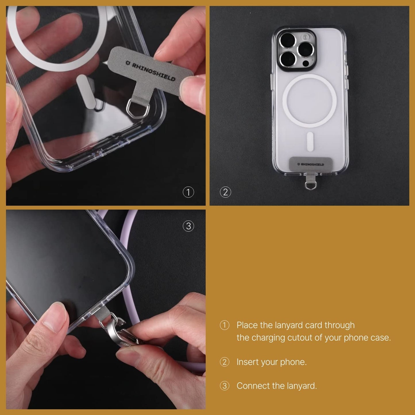 RhinoShield Braided Crossbody Phone Lanyard | Easy to Adjust, Additional Loop to Hang Airpods, Keys, Durable Strap, Multiple Colors, Made of Recycled