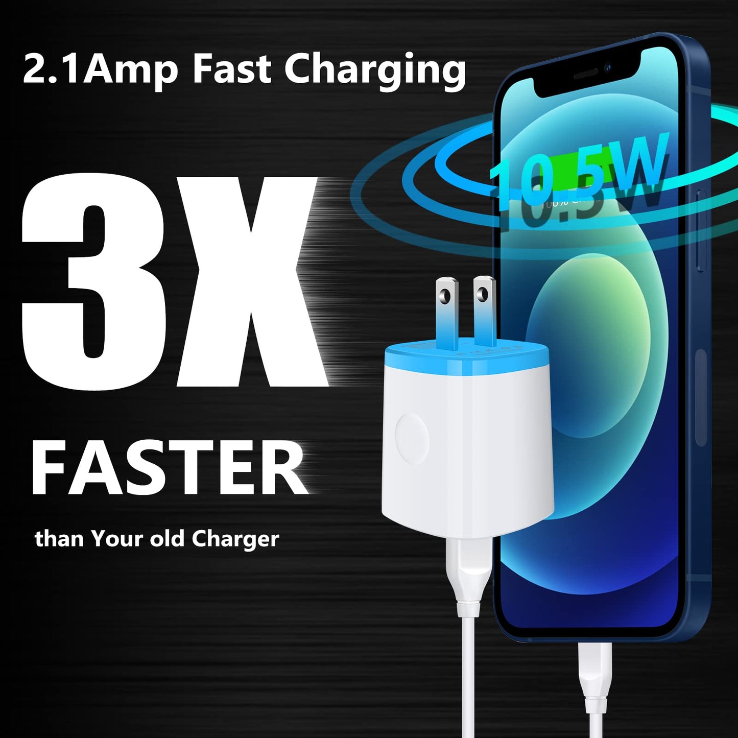 USB Charger Wall Plug, iPhone Charging Box,AndHot 5Pack Home Travel 2.1Amp Dual Port Fast Wall Charger Quick Charging Block Cube Brick for iPhone 17