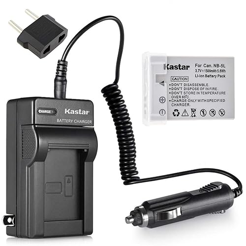Kastar NB-5L Battery (1-Pack) and Charger for Canon PowerShot S100, S110, SD700, SD790, SD800, SD850, SD870 is, SD880, SD890, SD900, SD950, SD970 is