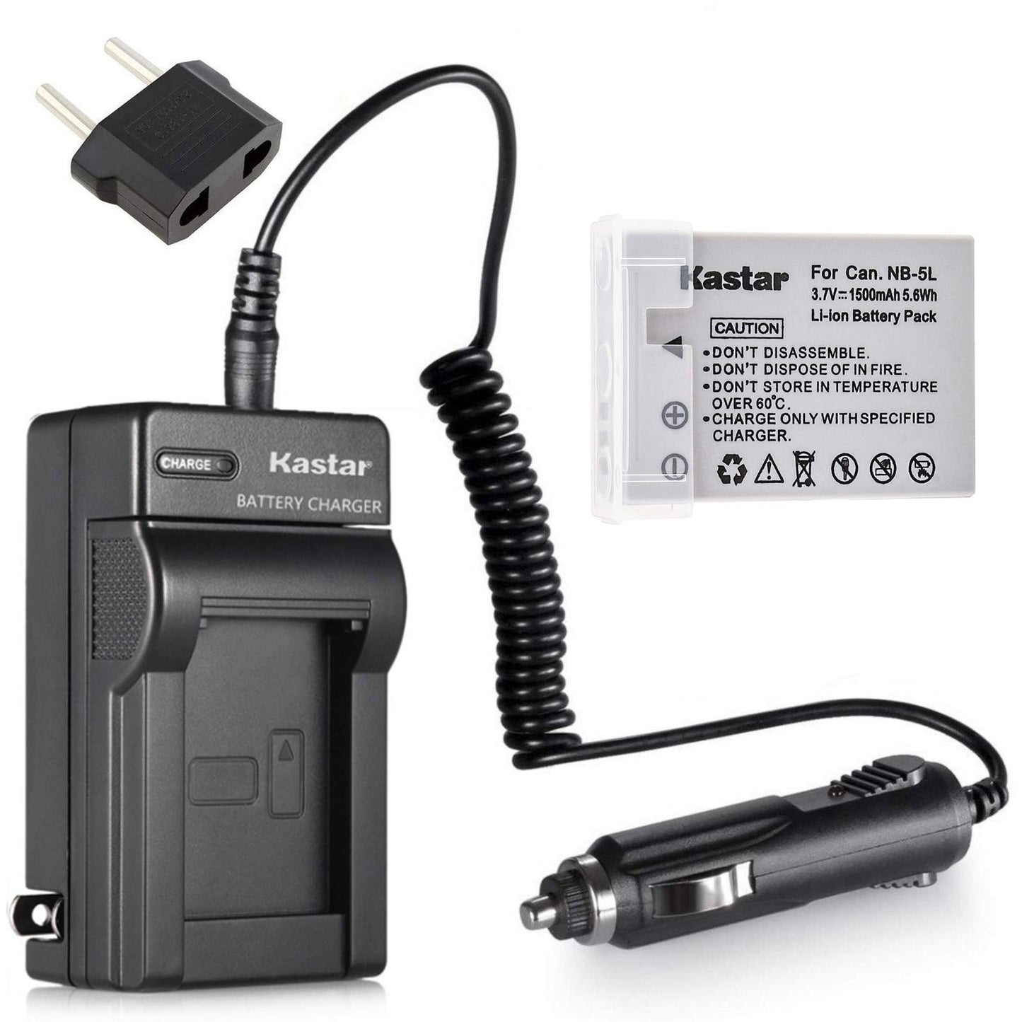 Kastar NB-5L Battery (1-Pack) and Charger for Canon PowerShot S100, S110, SD700, SD790, SD800, SD850, SD870 is, SD880, SD890, SD900, SD950, SD970 is