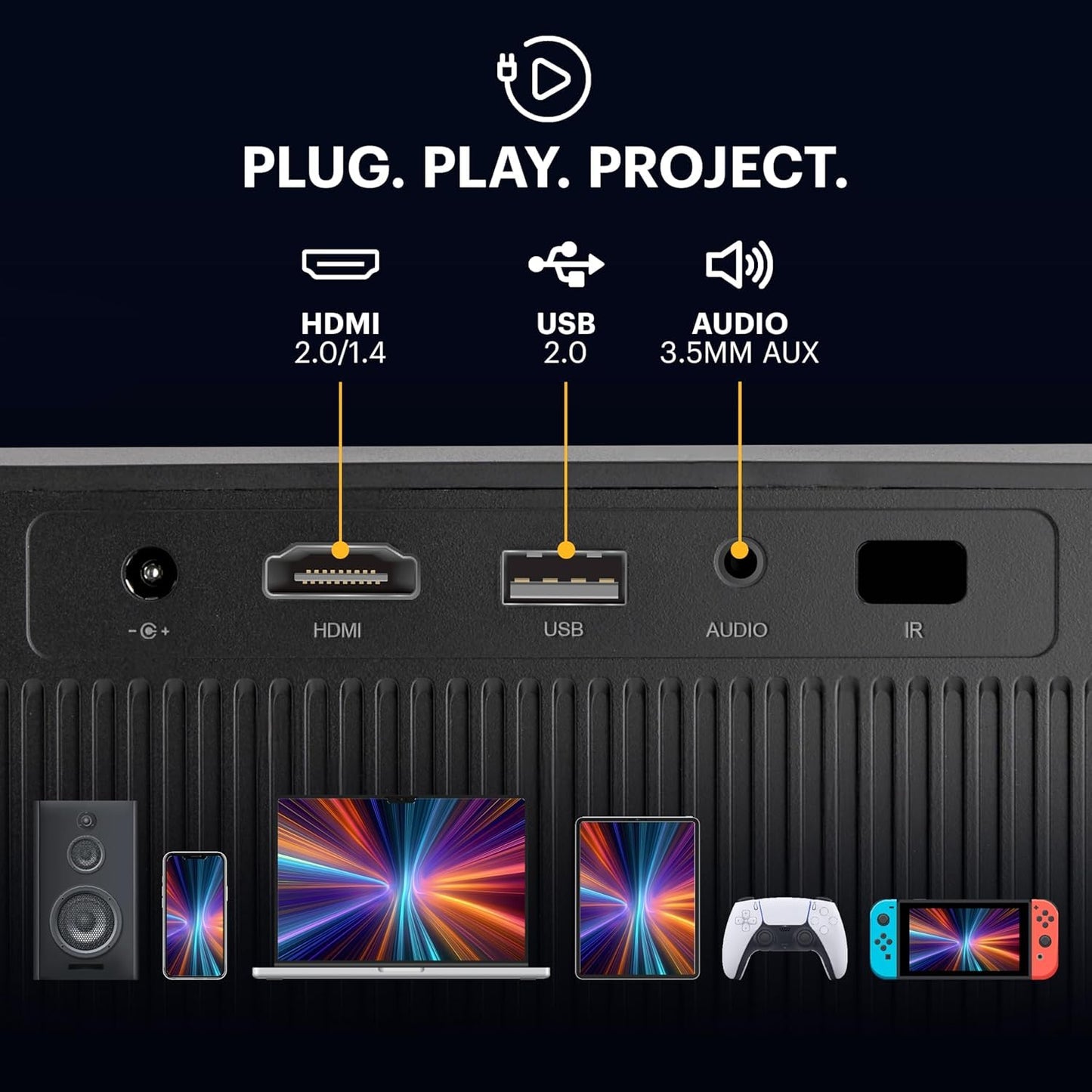 Kodak Flik X20 1080p Smart Projector, Google TV Dongle Built-In | 300 ANSI Lumens LED | Auto Focus & Keystone | HDMI & USB | Wi-Fi , Bluetooth 5.0 |