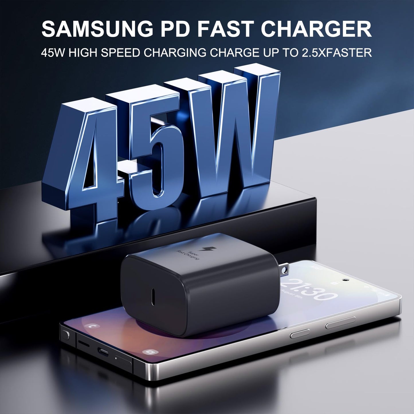 Samsung 45W USB C Fast Charging Block Type C Wall Plug Charging Brick for Samsung Galaxy S26/S26 Ultra/S26+/S25 Ultra/S25/S25+/S24