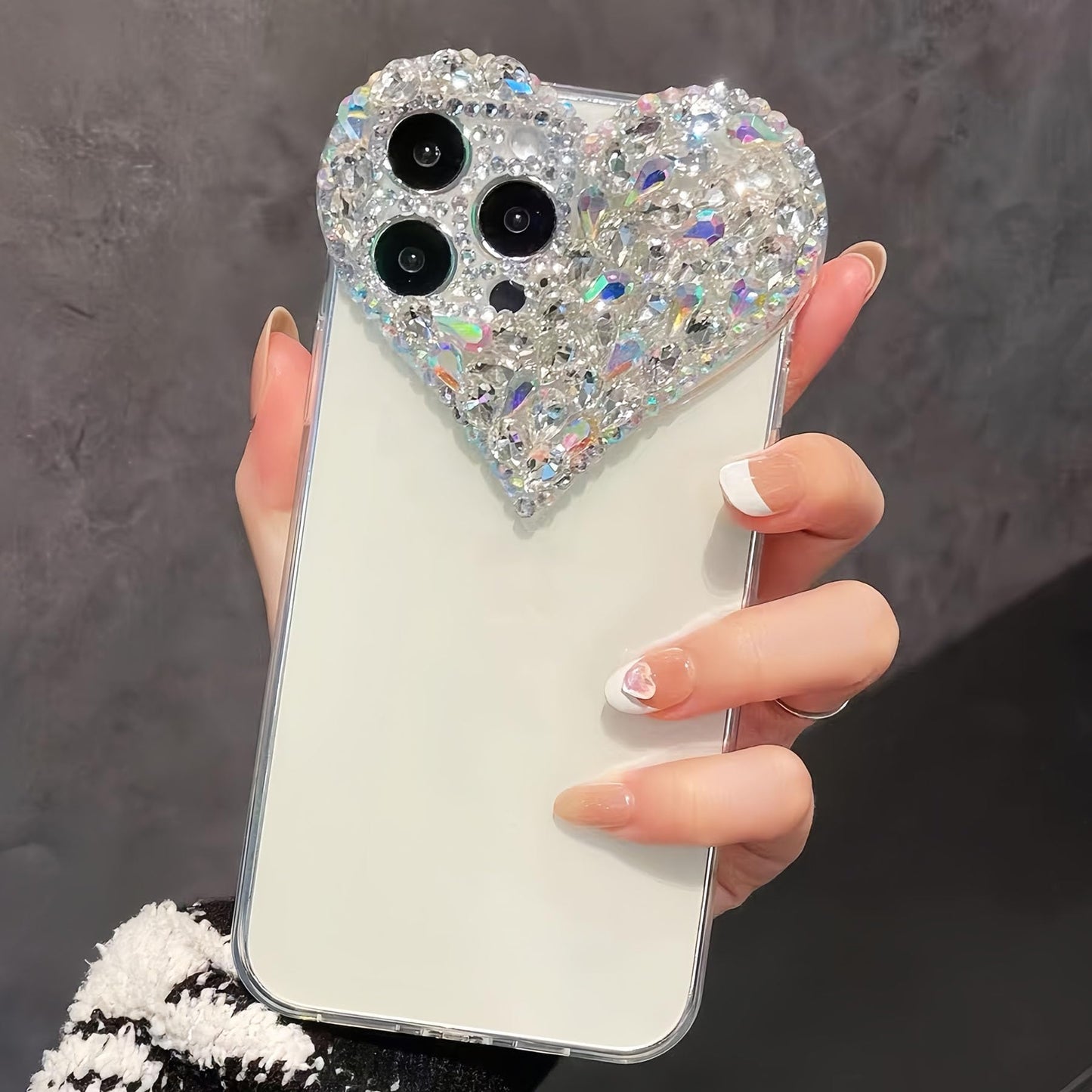 MOSEZA Compatible with iPhone 12 Pro case for Women Girls Luxury Bling Rhinestone 3D Diamond Love Case Cute Pink Glitter Sparkle Protective Case Cover