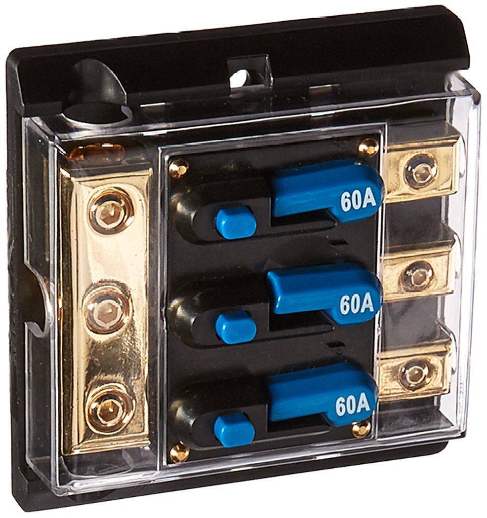 Absolute 3DCB60 Circuit Breaker 60 Amp 3 Gang 3x4 Gauge Input 2x8 Gauge Output