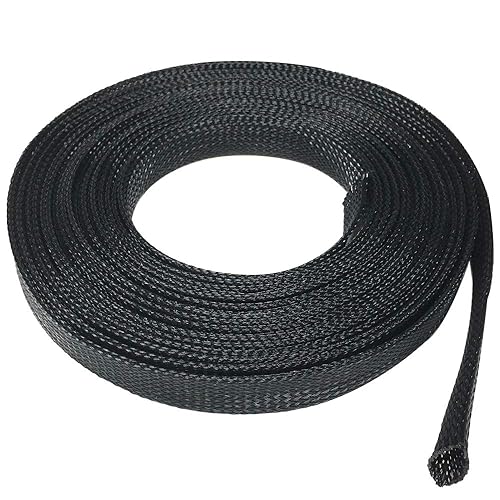 Seismic Audio - EBS18100Black- 100 Feet Black 1/8" Expandable Woven Cable Sleeve Tubing Cord Sock