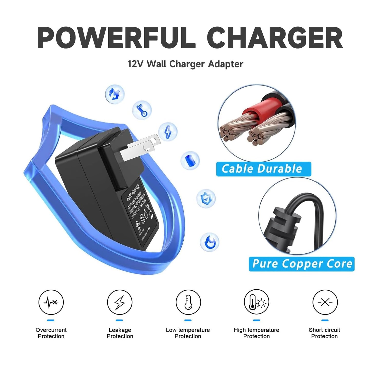 12V 2A AC Adapter Charger with 8 Tips, ac/dc Adapter 100-240v, 50/60hz 12 Volts 2000mA DC in 12V Power Supply Cord for Seagate & WD My Book WD LED…