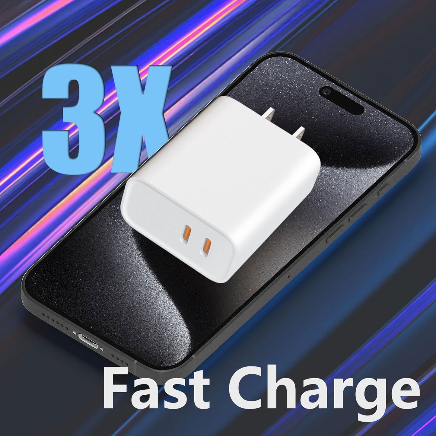 USBC Charger Block 30W 4-Piece Set, Dual-Port USB C Fast Charger Compatible with iPhone 17/16/15 Portable Type-C Wall Charger