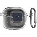 Geiomoo TPU Case for JBL Tune Flex 2, Soft Flexible Scratch Resistant Protective Cover with Carabiner (Clear)