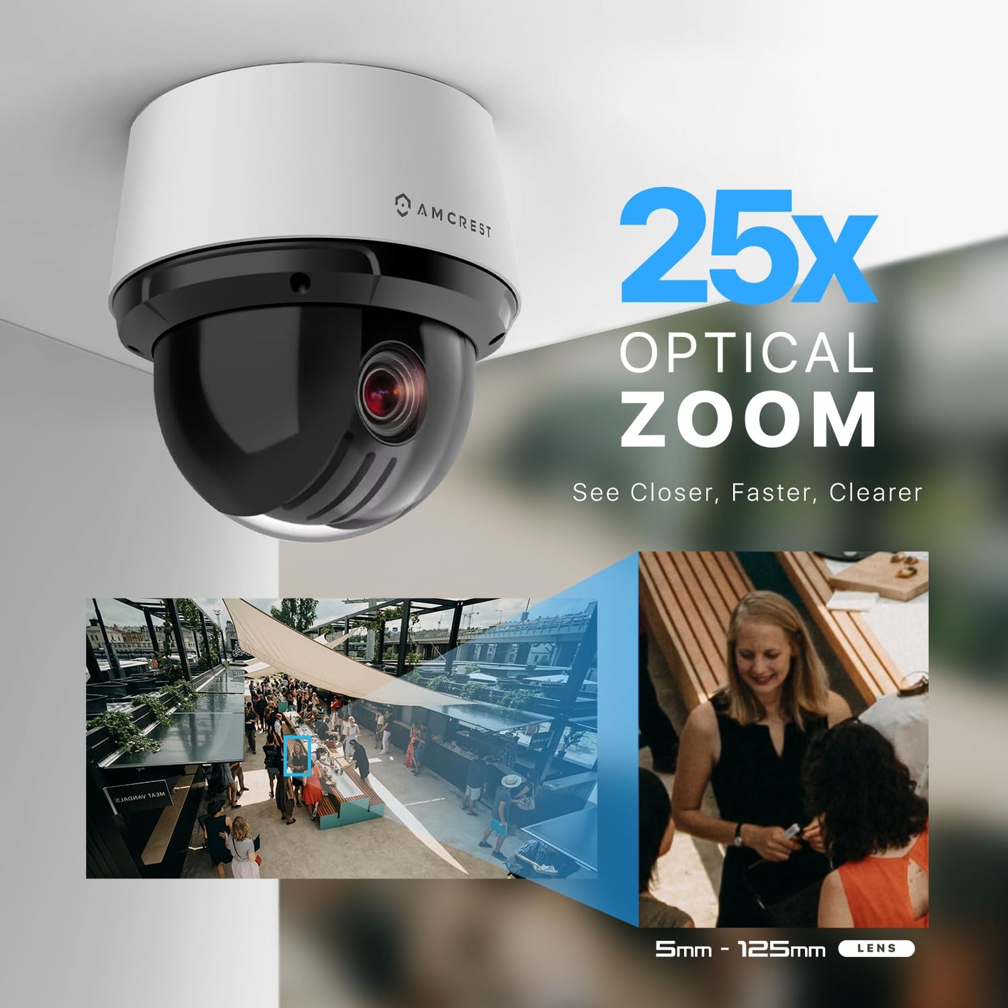 Amcrest 4MP Outdoor PTZ POE + AI IP Camera Pan Tilt Zoom (Optical 25x Motorized) Security Speed Dome, Human and Vehicle Detection, IVS, Face