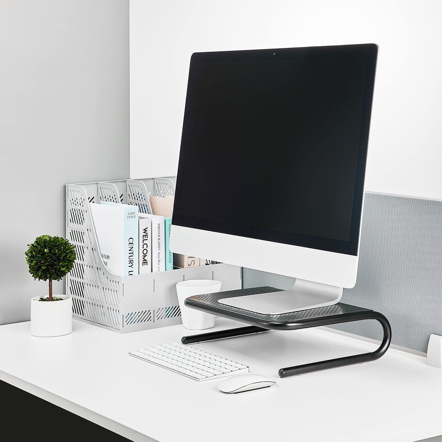 Staples Standard Steel Monitor Stand - Desktop Riser for Monitors, Laptops & Office Workstations, Black