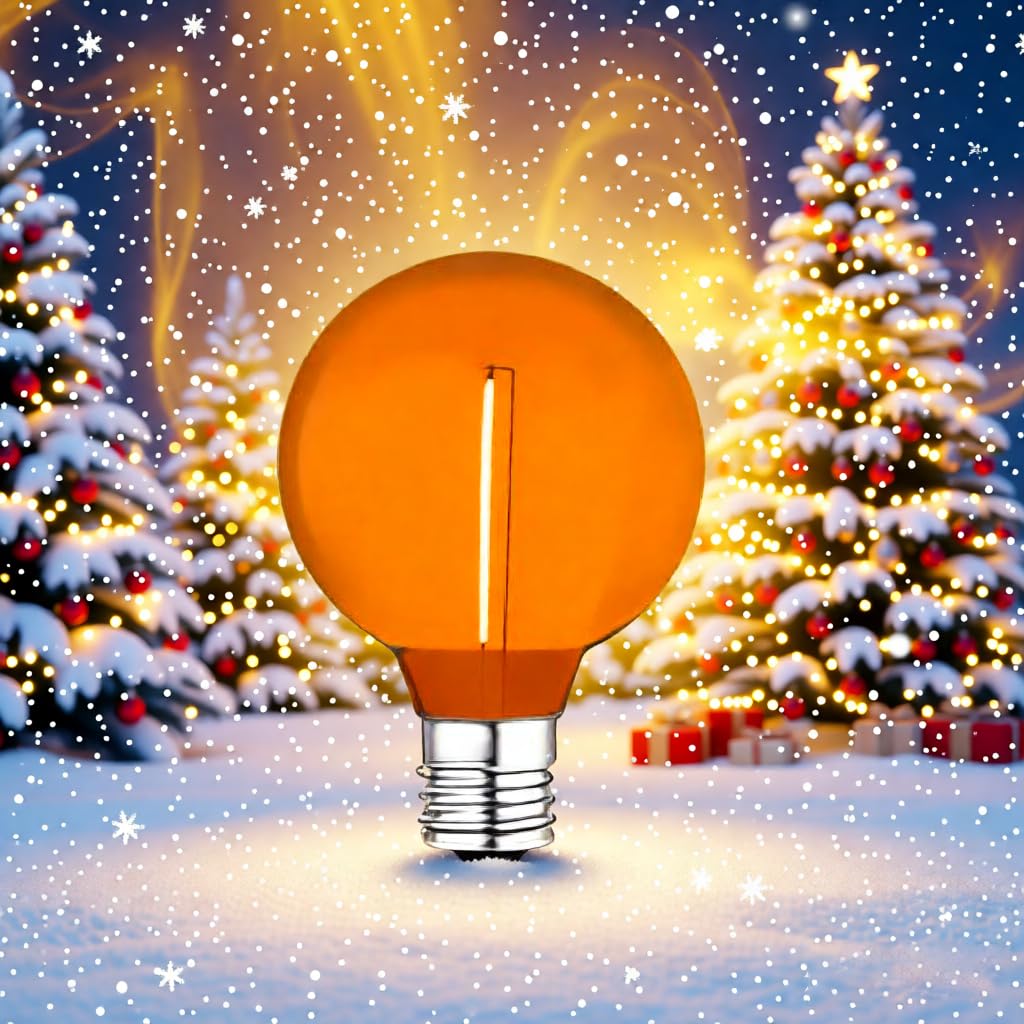 YFALATSTNRK 5 Pack Orange G40 LED Christmas Replacement Light Bulbs (Orange)