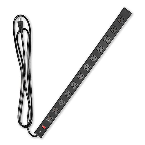 Iron Forge Cable 12 Outlet Heavy Duty Surge Protector Power Strip with Built-in Circuit Breaker, 14/3 SJT Black & Yellow with 9 ft Extension Cord
