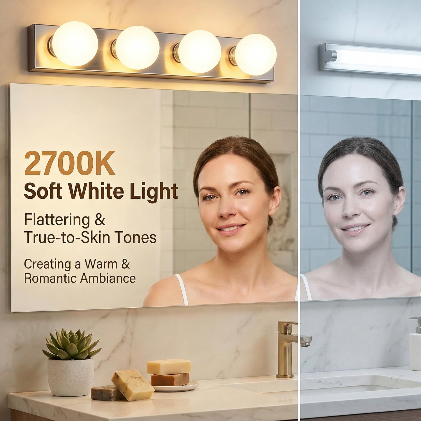 mfxmf G25 LED Globe Light Bulbs,Dimmable Bathroom Vanity Light Bulbs E26 Base,9W (90W Equivalent), Round Light Bulbs for Bedroom Makeup Mirror, 920LM