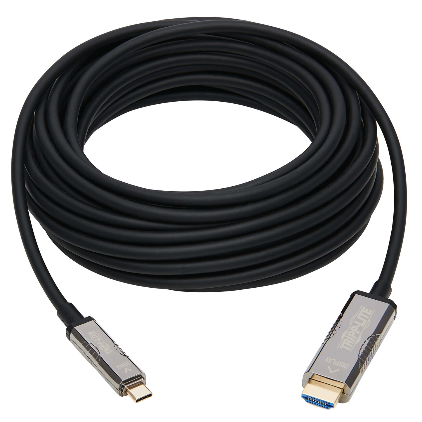 Tripp Lite USB-C to HDMI Fiber Active Optical Cable, 4K Video @ 60HZ (4:2:2), UHD, HDR, CL3 Rated, Black, 2.2 HDCP, 49 Feet / 15 Meters, 3-Year