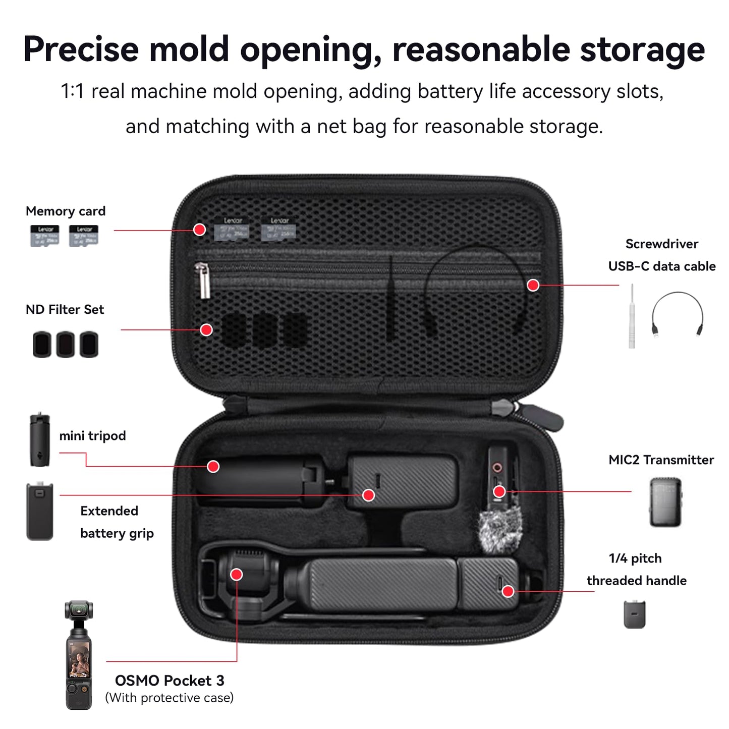 YINGSHIJIANG Osmo Pocket 3 Case,Perfect Fit Portable PU Storage Pouch Bag for DJI Osmo Pocket 3 Creator Combo Accessories,Perfectly Compatible