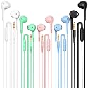 Earbuds Headphones 5 in One Pack, Wired Earbud with Heavy Bass Stereo Noise Blocking, Microphone, Compatible with iPhone, Android Phones, Laptops