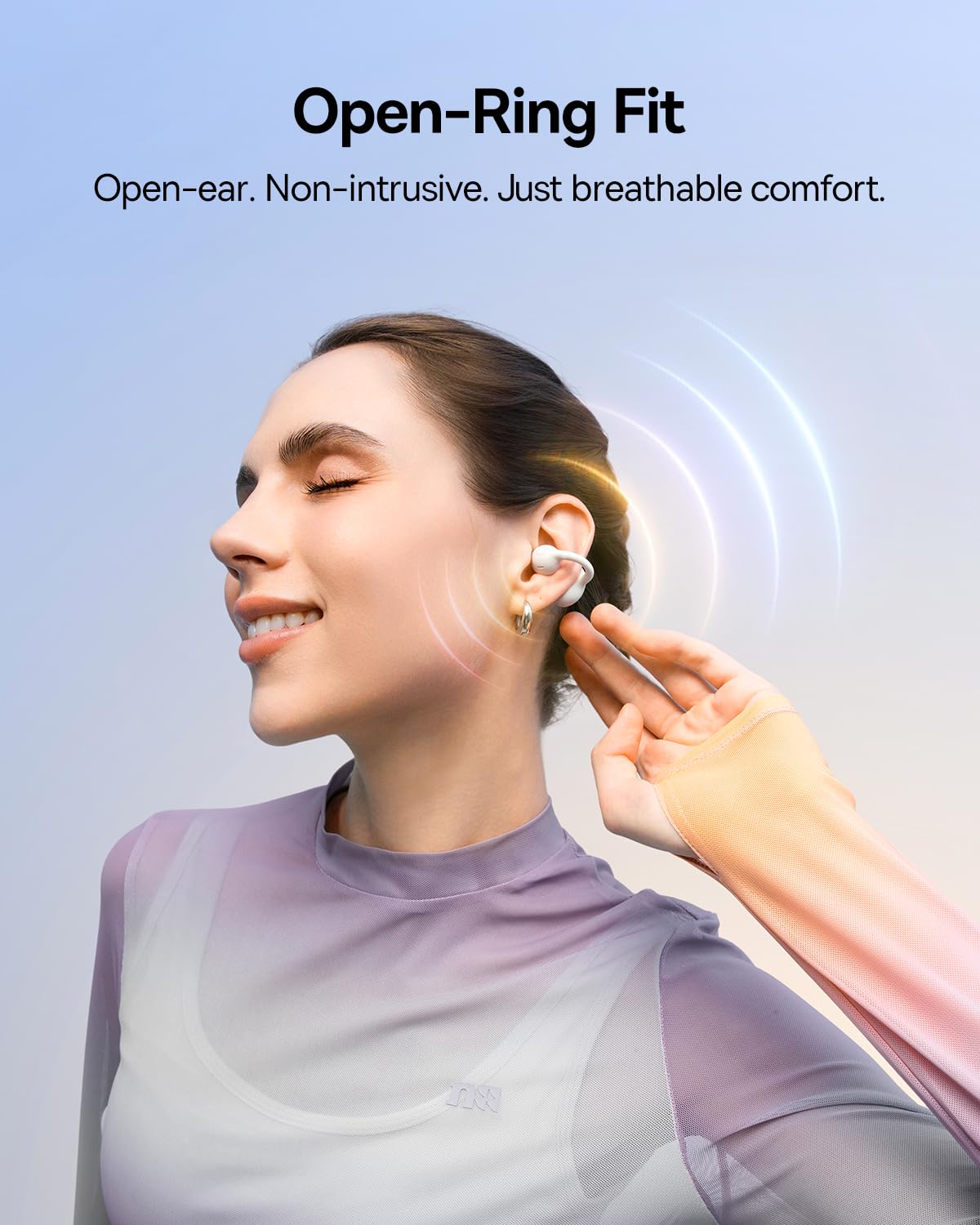 Baseus Bass BC1 Open Ear Earbuds Clip-On Headphones, Open-Ring Comfort with Tri-Curve Snug Clip, Powerful Sound with SuperBass, 4-Mic Clear Calls