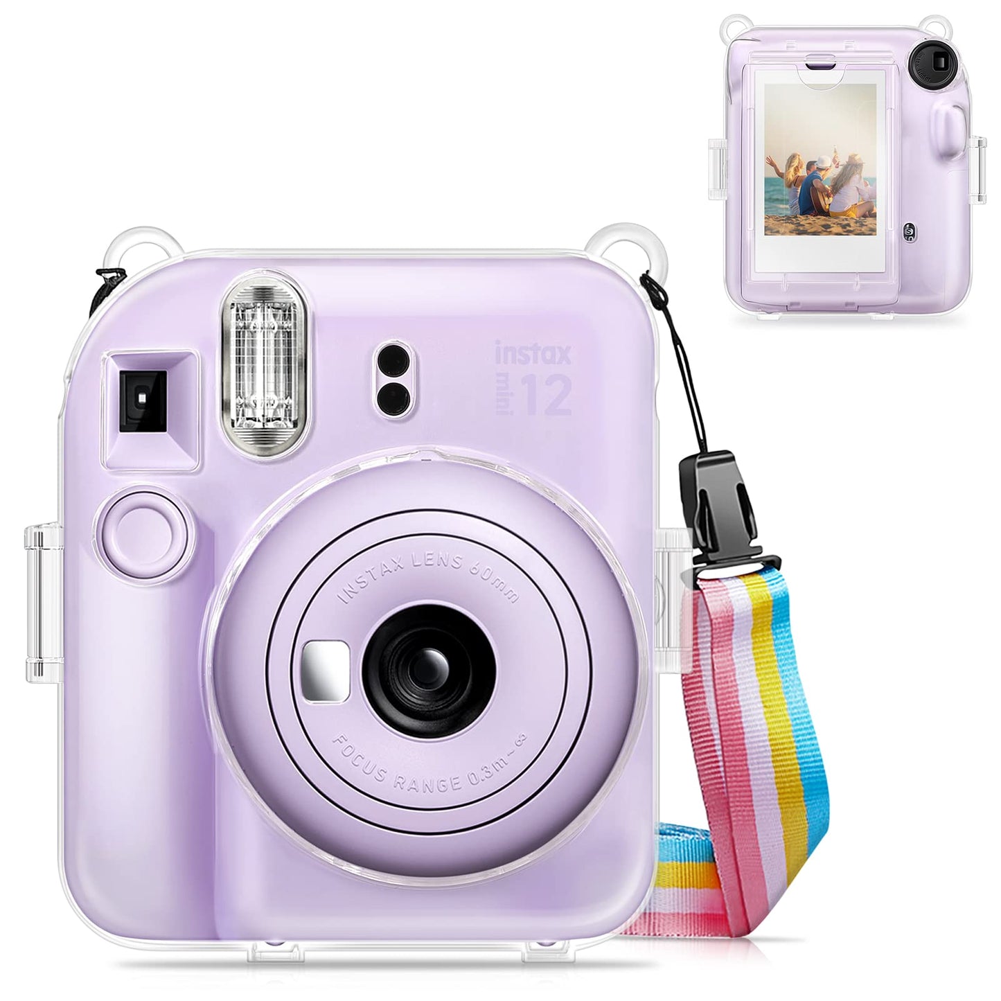 Fintie Protective Clear Case for Fujifilm Instax Mini 12 Instant Camera - Crystal Hard Shell Cover with Upgraded Film Pocket for Storing Photos