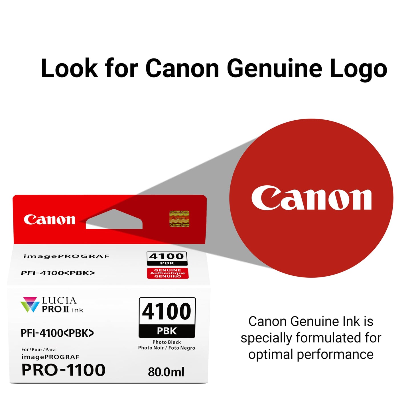 Canon PFI-4100 Genuine Photo Black Ink Tank, Compatible with imagePROGRAF PRO-1100 Printers