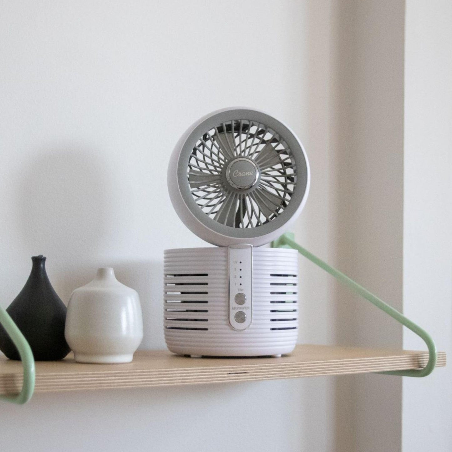 Crane 2-in-1 Air Purifier and Desk Fan, Fan and Air Purifier Combo, Ideal for Office Desk, Night Stand, Dorm, or Small Bedroom, Small HEPA Air