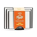 SMIRLY Plastic Cutting Board Set with Holder 3 Pieces, Non-Slip Dishwasher Safe Chopping Boards for Kitchen, Black & White