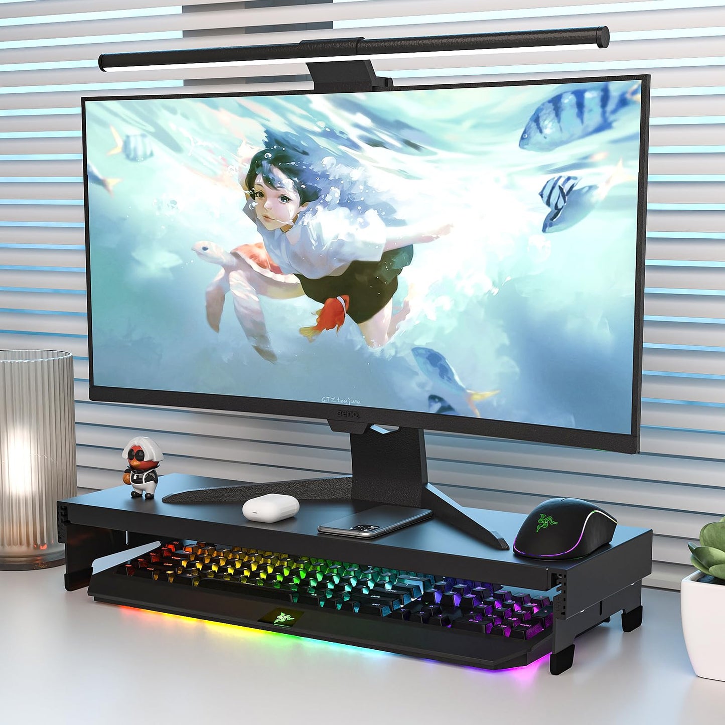 Liboer Adjustable Monitor Riser Laptop Stand Riser Metal Desktop Monitor Stand Storage for Office Supplies, Compatible Computer, Desktop, Laptop, Save