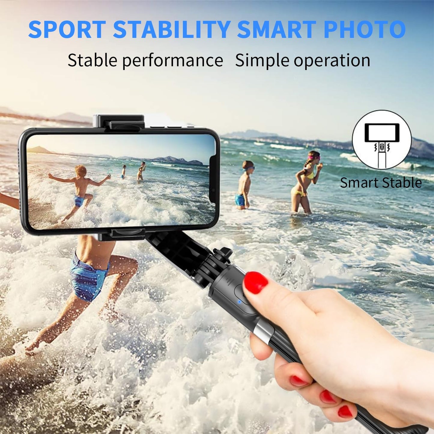 Gimbal Stabilizer for Smartphone ?with Retractable Selfie Stick and Tripod?1-Axis Multifunction Remote 360°Automatic Rotation? Auto Balance