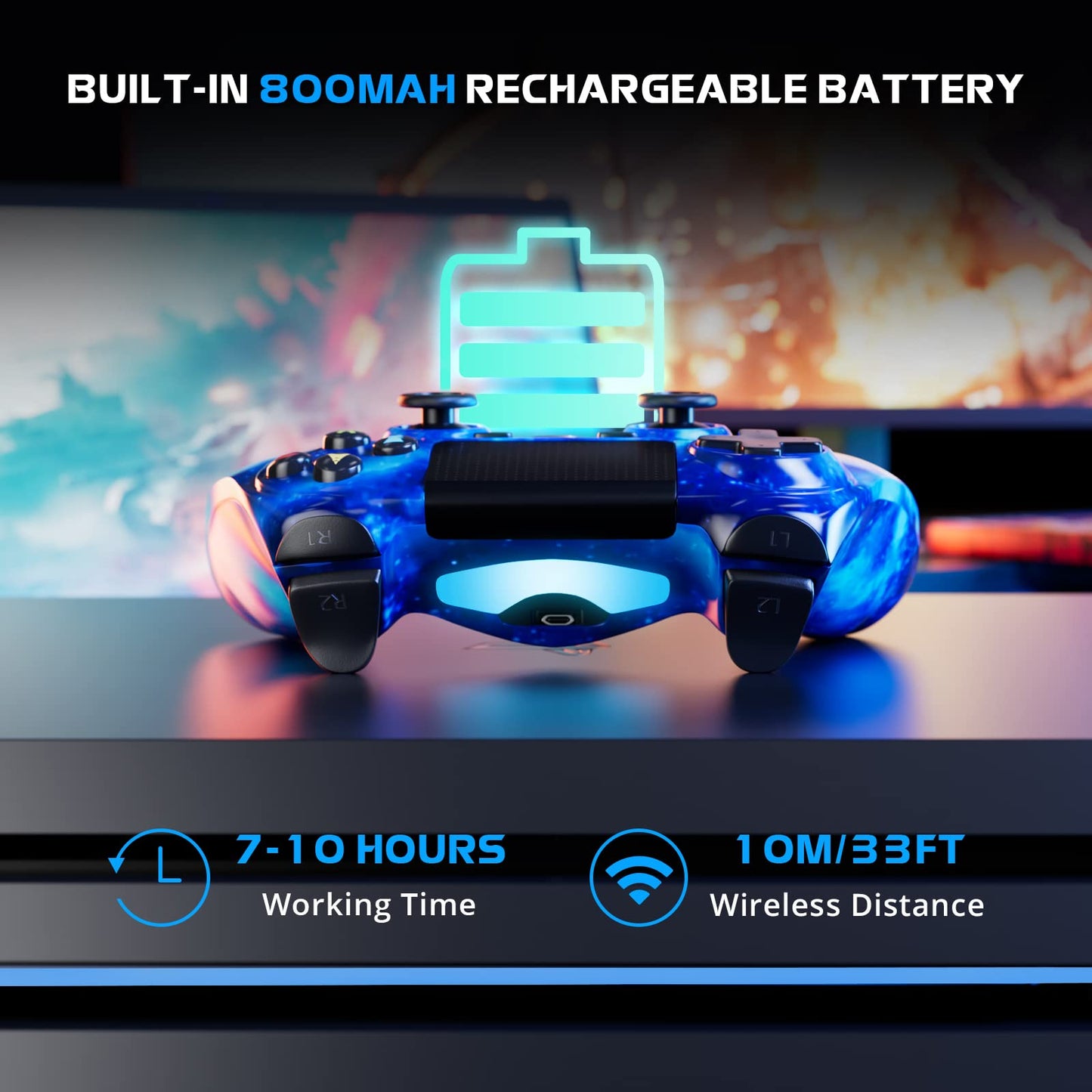 Wireless Controller for PS4, Controller for Sony PlayStation 4, Double Shock 6-Axis Motion Sensor, Sensitive Touch Pad, Built-in Speaker & Stereo