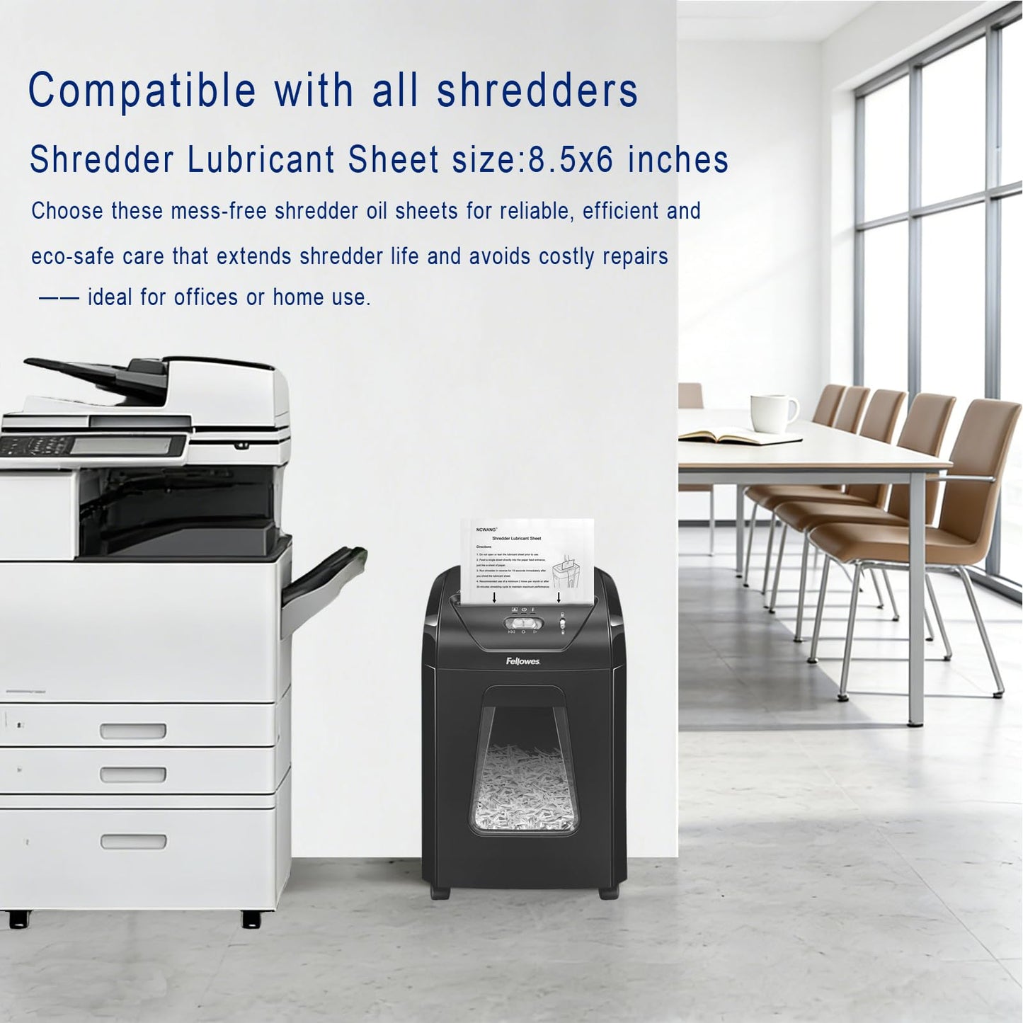 48PACK Paper Shredder Lubricant Sheets with Shredder Oil for Shredder lubricating and Clean, Sharpens Shredder Blades and Reduce dust