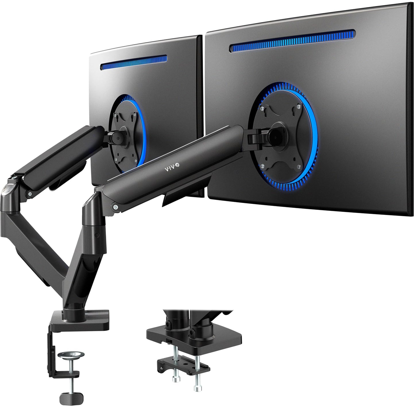 VIVO Dual Monitor Stand, Fully Adjustable Arms for 17 to 32 inch Screens, Mechanical Articulating Desk Mount, Gaming and Office Setups, VESA 75x75