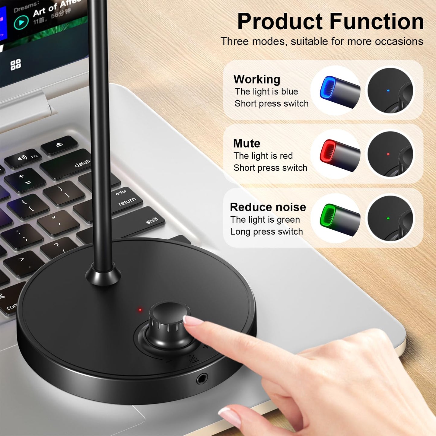 Aokeo USB Microphone, Gaming Microphone for PC with Volume Control Buttons for Recording,Podcasting,Streaming,YouTube,PS5 PS4 Mac Laptop