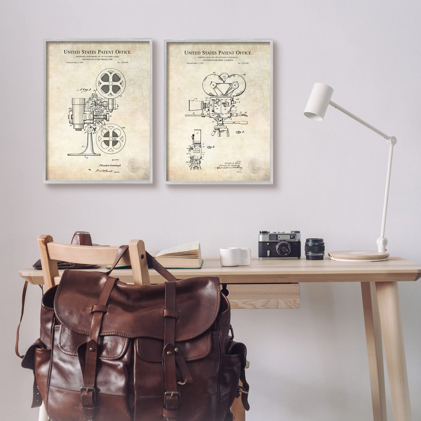 Stupell Industries Vintage Movie Camera Cinema Projector Patent Diagram, Design by Karl Hronek