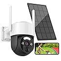 BlessFly 2K Solar Security Cameras Wireless Outdoor, Pan Tilt 360° WiFi Camera for Home Security, 8000mAh Battery Powered with Color Night Vision, 3W