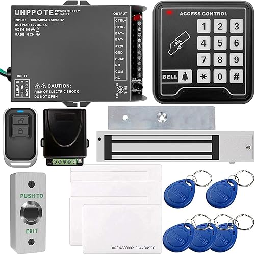 UHPPOTE Door Access Control Keypad System 600lb Electric Magnetic Lock Kit with Remote Control Access