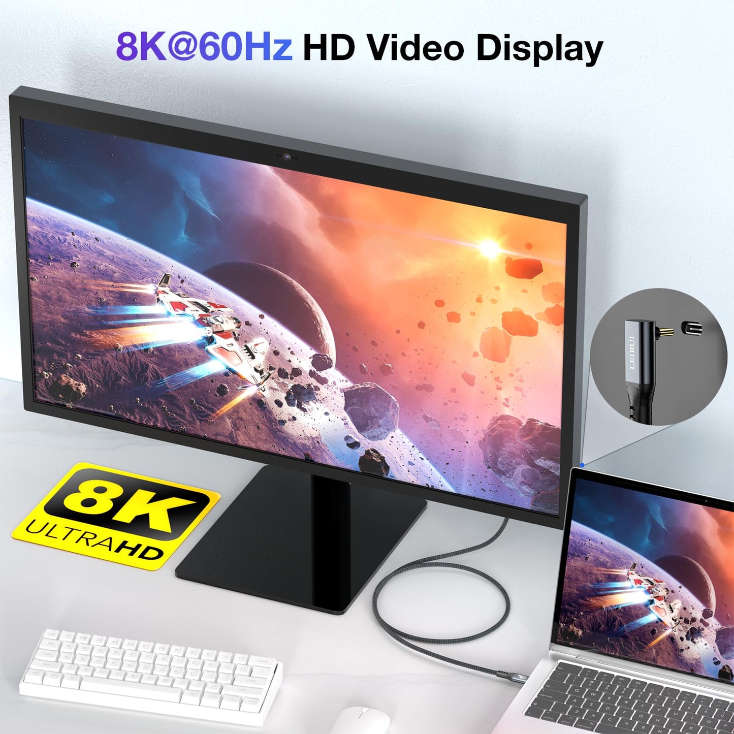 240W USB C to USB C Cable,90 Degree USB4/Thunderbolt 4 Fast Charging Cable, 40Gbps Data Transfer, 8K@60Hz Video Output, Compatible with iPhone