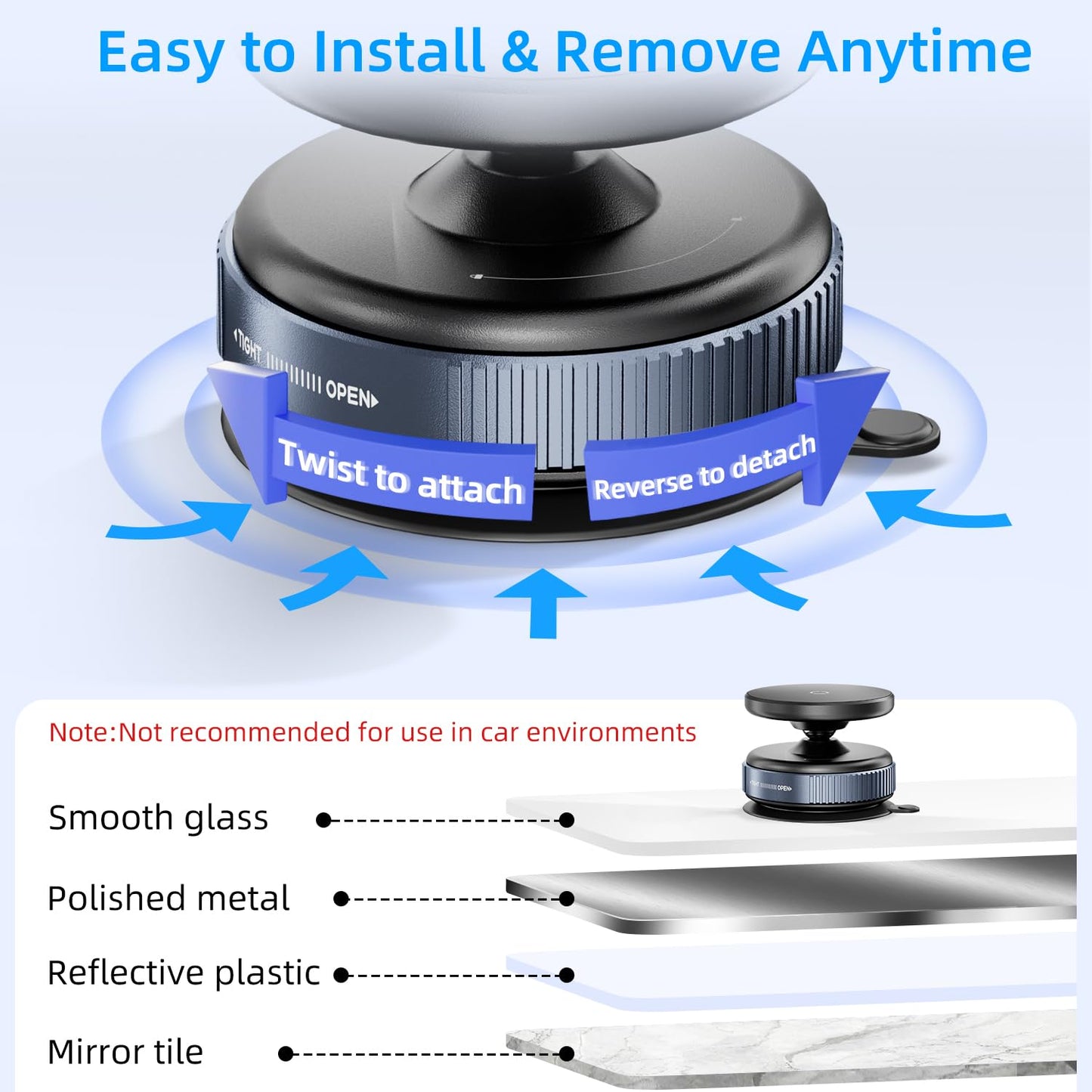 volport 360°Adjustable Vacuum Magnetic Phone Holder, Removable Reusable Suction Cup Cell Phone Mount for Magsafe iPhone Use in Mirror Bathroom Wall
