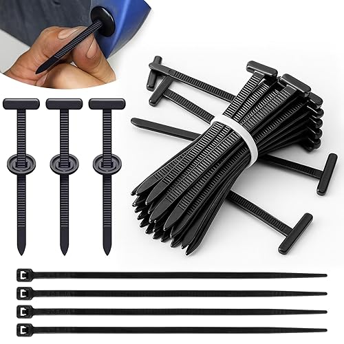 200 PCS Grip Auto Zip Tie Buckles, Nylon Universal Cable Tie Buckle, T Car Zip Tie Clips, Self-Locking UV-Resistant Fasteners for Car Daily Repair