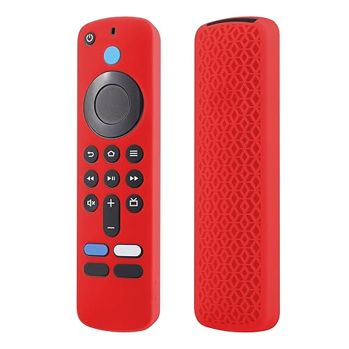 LEFXMOPHY Case Cover for TV Stick HD / 4K 2nd (2024 Model) Wi-Fi 6 Voice Remote Control Case Red Silicone Skin with Lanyard