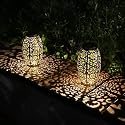 Kaixoxin 2 Pack Solar Lantern Lights for Hanging or Table Outdoor Solar Light for Patio Courtyard Garden (Silver-2pack)